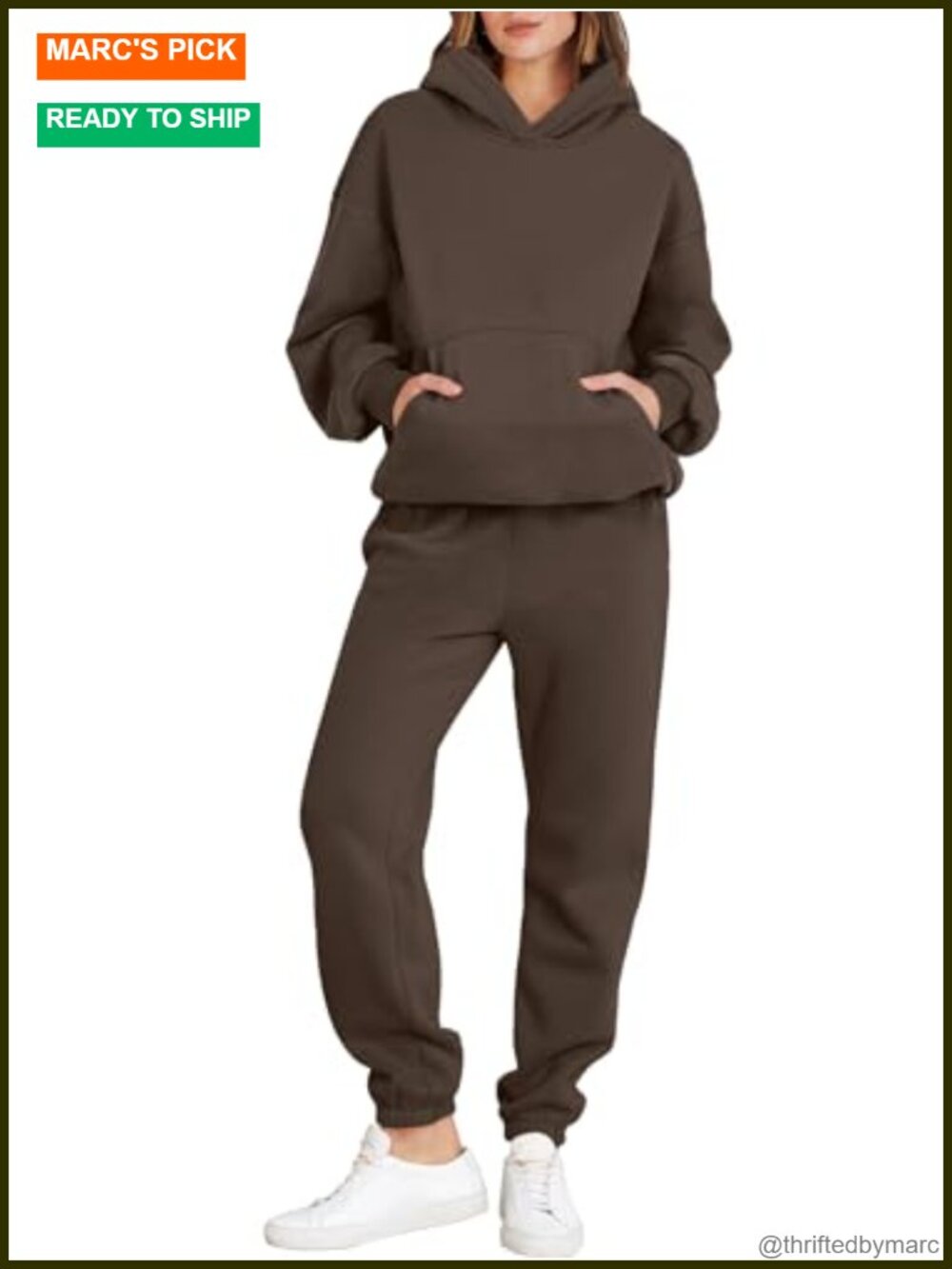 2 Piece Lounge Sweatsuit Set Oversized Drop Shoulder Hoodie Joggers